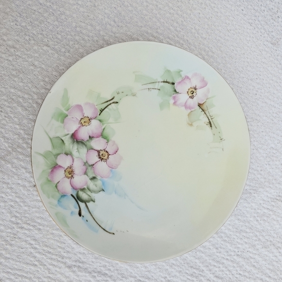 Thomas Bavaria Collectors Porcelain Plate Pink Flowers gold rim plate size 7.5" - Picture 2 of 10